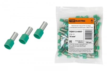 TDM ELECTRIC SQ0512-0007 Наконечник-гильза Е16-12 16мм2 с изолированным фланцем (100шт) TDM